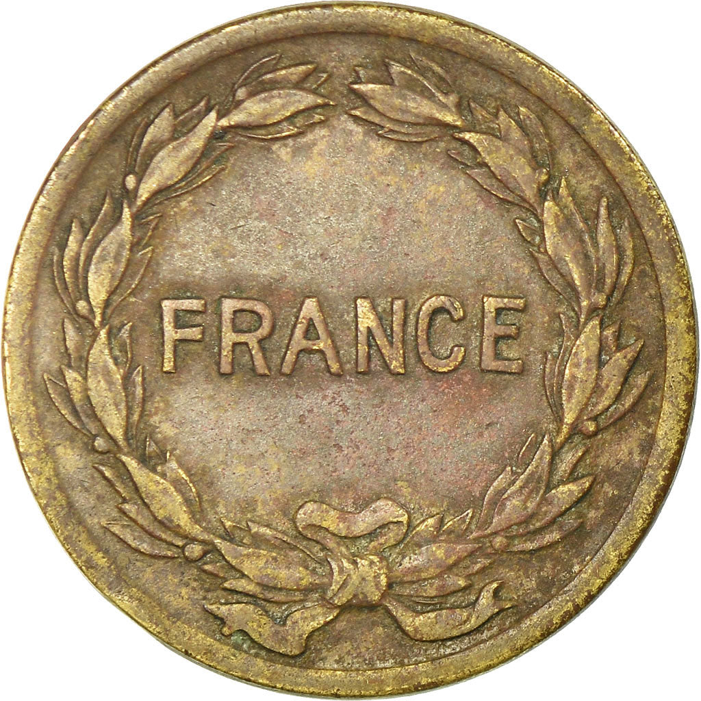 Moeda, França, France Libre, 2 Francs, 1944, Philadelphia, VF(30-35), Latão