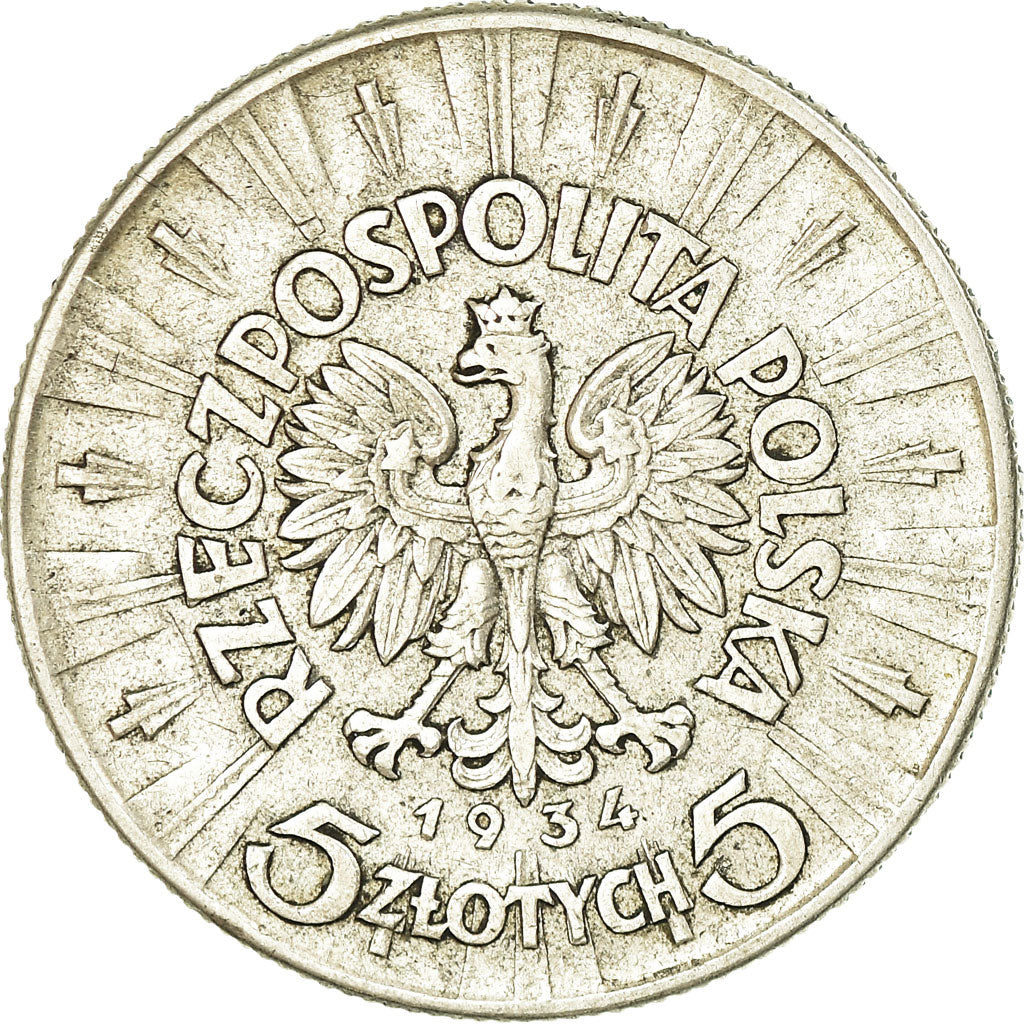 Coin, Poland, 5 Zlotych, 1934, Warsaw, EF(40-45), Silver, KM:28