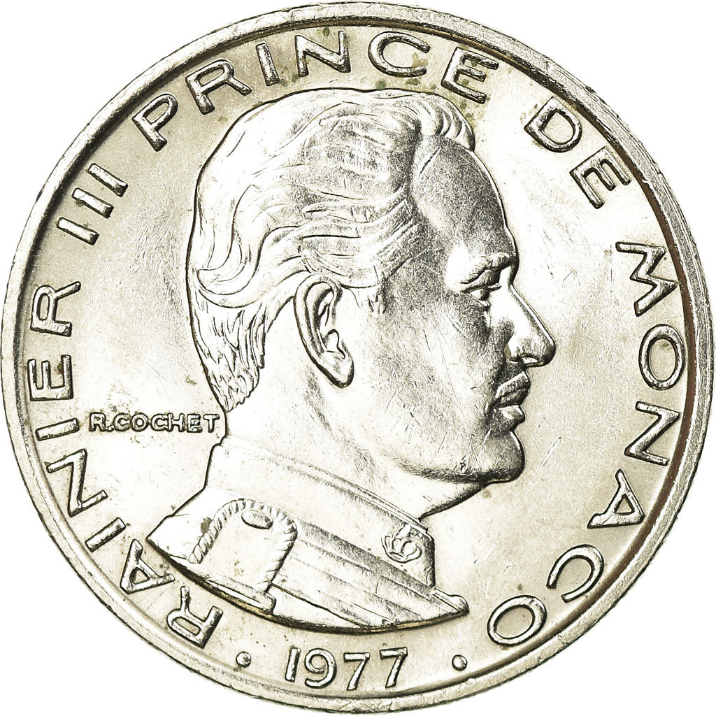 Coin, Monaco, Rainier III, Franc, 1977, AU(50-53), Nickel, KM:140, Gadoury:MC