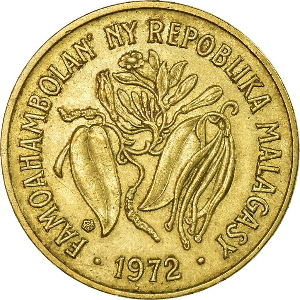 Moeda, Madagáscar, 10 Francs, 2 Ariary, 1972, Paris, AU(55-58)