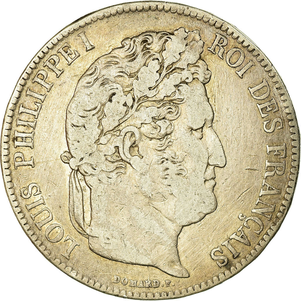 Moeda, França, Louis-Philippe, 5 Francs, 1835, Paris, VF(30-35), Prata
