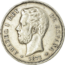 Münze, Spanien, Amadeao I, 5 Pesetas, 1875, SS, Silber, KM:666