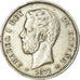 Münze, Spanien, Amadeao I, 5 Pesetas, 1875, SS, Silber, KM:666
