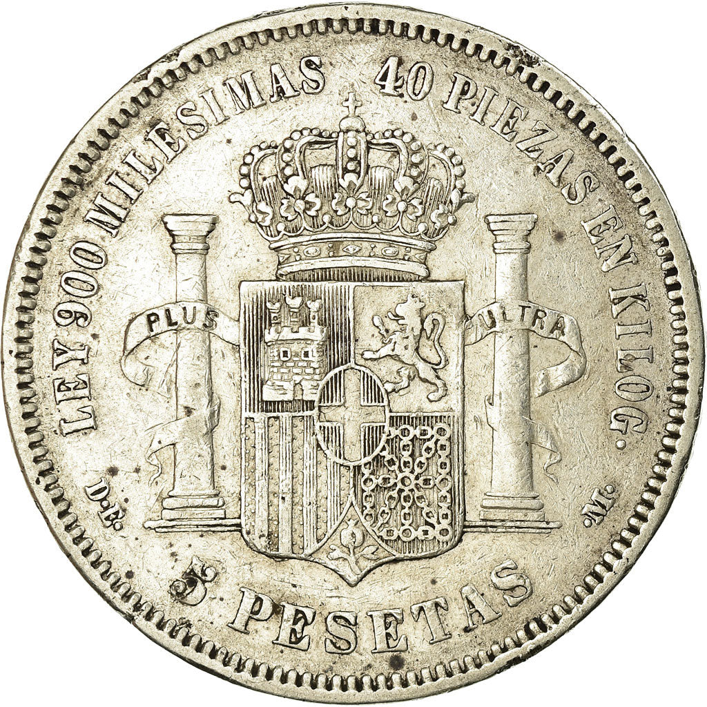 Münze, Spanien, Amadeao I, 5 Pesetas, 1875, SS, Silber, KM:666