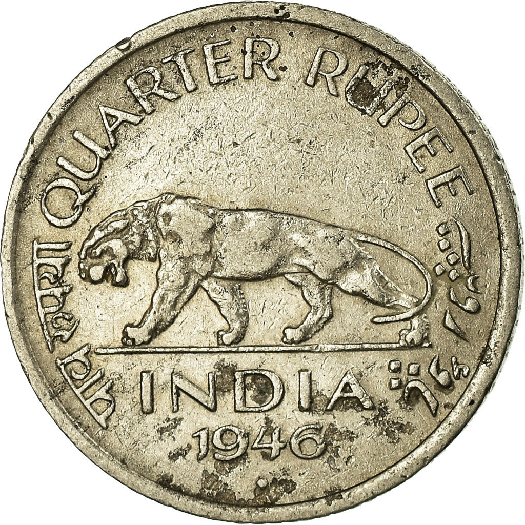 Münze, INDIA-BRITISH, George VI, 1/4 Rupee, 1946, S, Nickel, KM:548