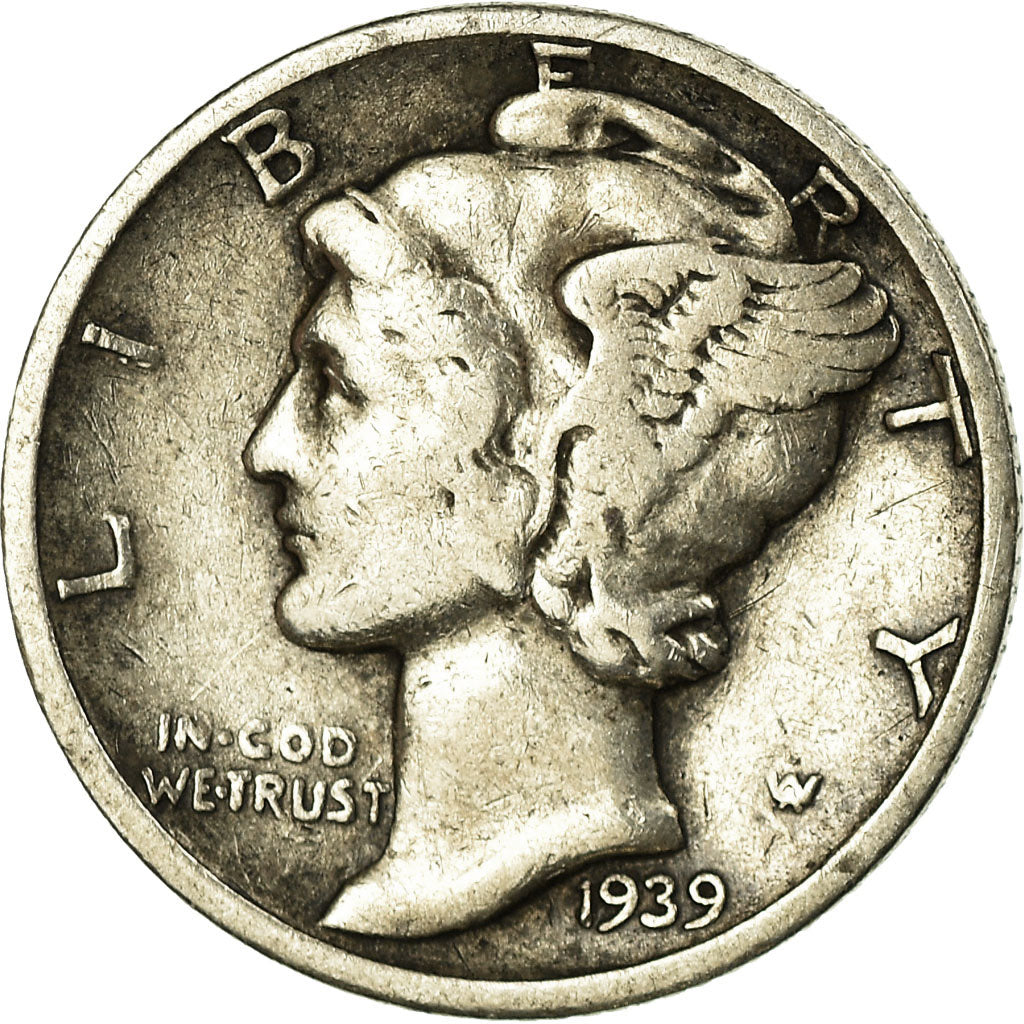 Moneda, Estados Unidos, Mercury Dime, Dime, 1939, U.S. Mint, Denver, BC+, Plata