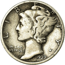 Moneda, Estados Unidos, Mercury Dime, Dime, 1939, U.S. Mint, Denver, BC+, Plata