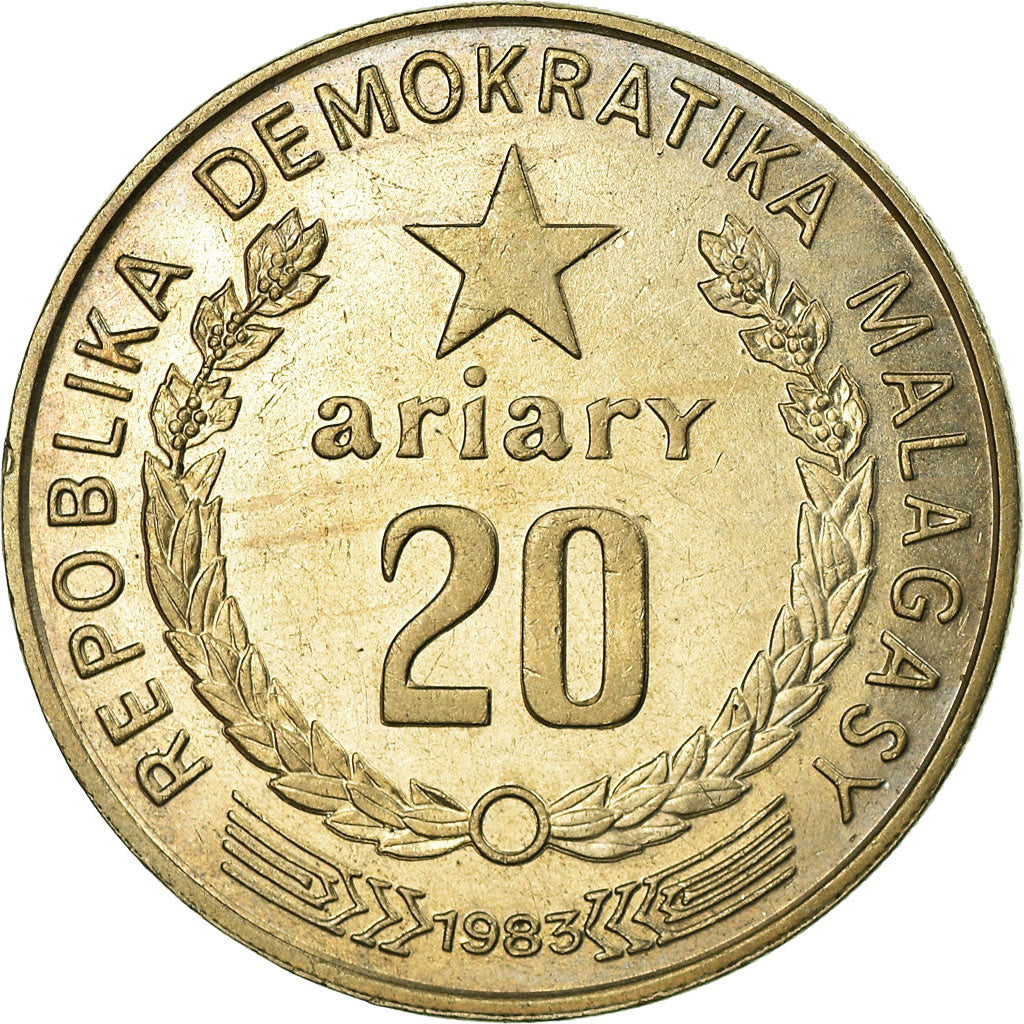 Moneta, Madagascar, 20 Ariary, 1983, BB, Rame-nichel, KM:14b