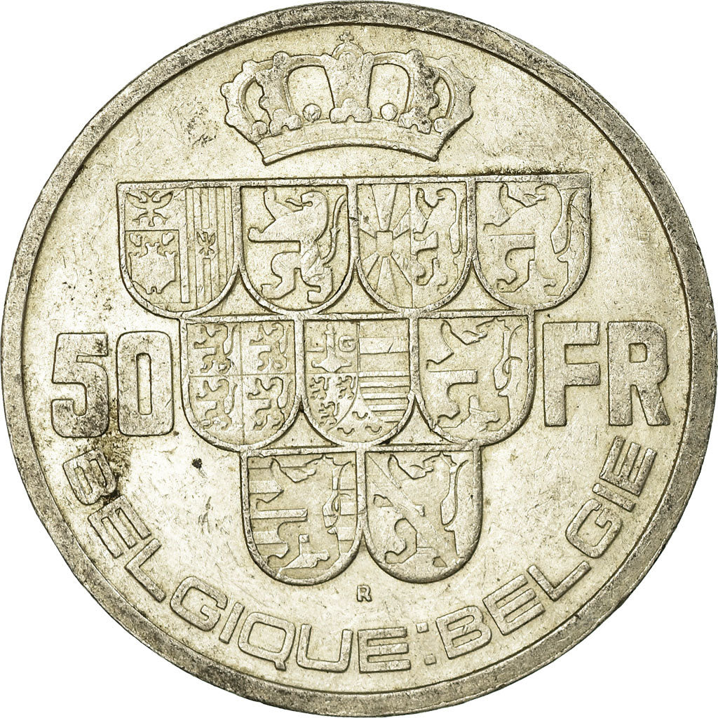 Coin, Belgium, 50 Francs, 50 Frank, 1939, EF(40-45), Silver, KM:121
