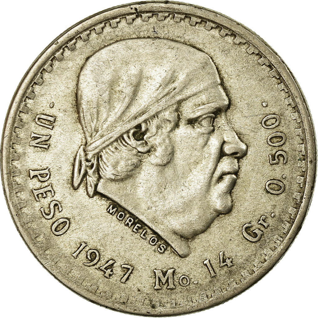 Moneta, Messico, Peso, 1947, Mexico City, BB, Argento, KM:456