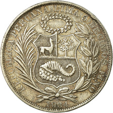 Moneda, Perú, Sol, 1934, Lima, MBC, Plata, KM:218.2