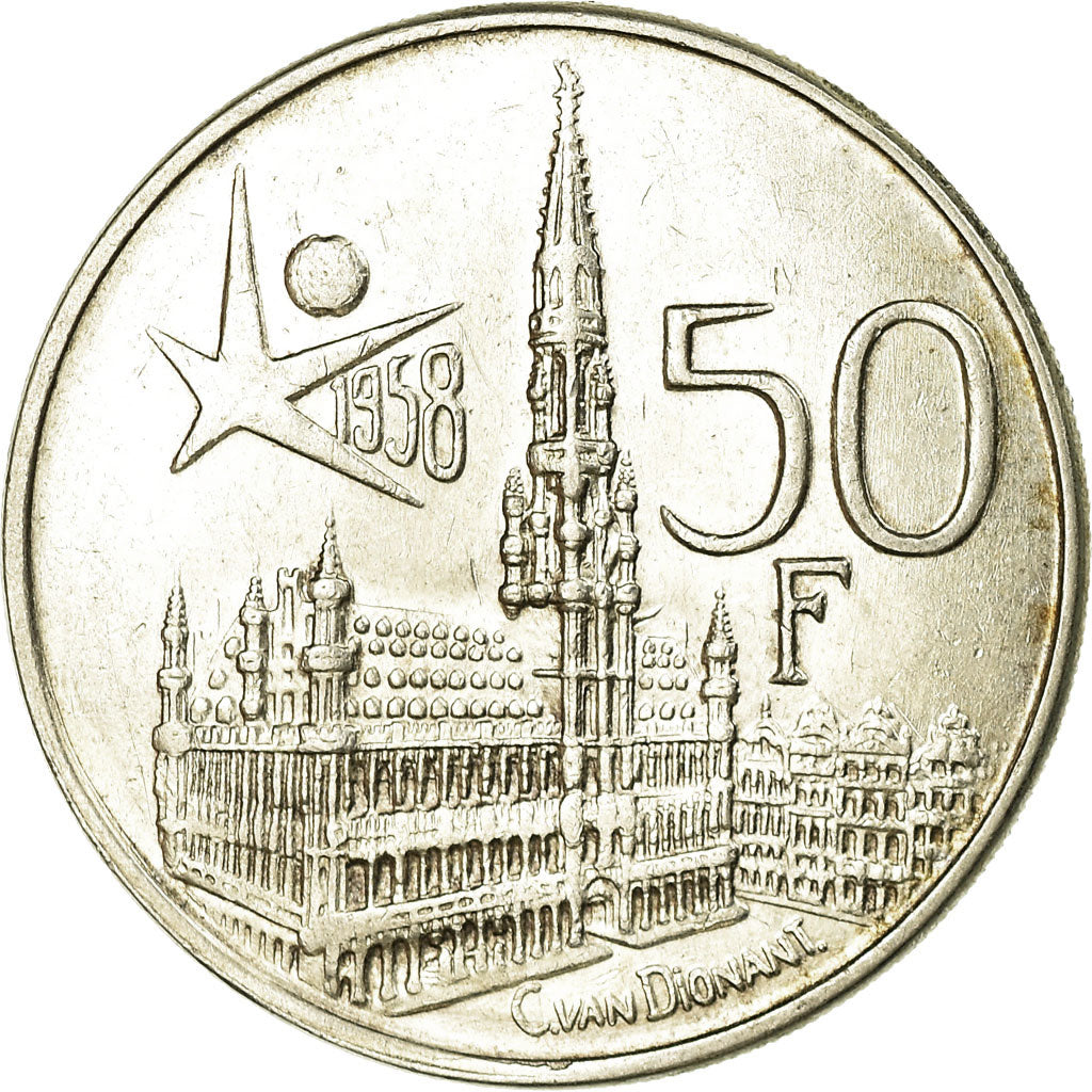 Münze, Belgien, 50 Francs, 50 Frank, 1958, SS+, Silber, KM:151.1