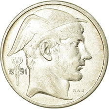 Moeda, Bélgica, 50 Francs, 50 Frank, 1951, EF(40-45), Prata, KM:136.1
