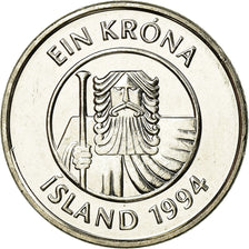 Moneta, Islanda, Krona, 1994, SPL, Acciaio placcato nichel, KM:27A