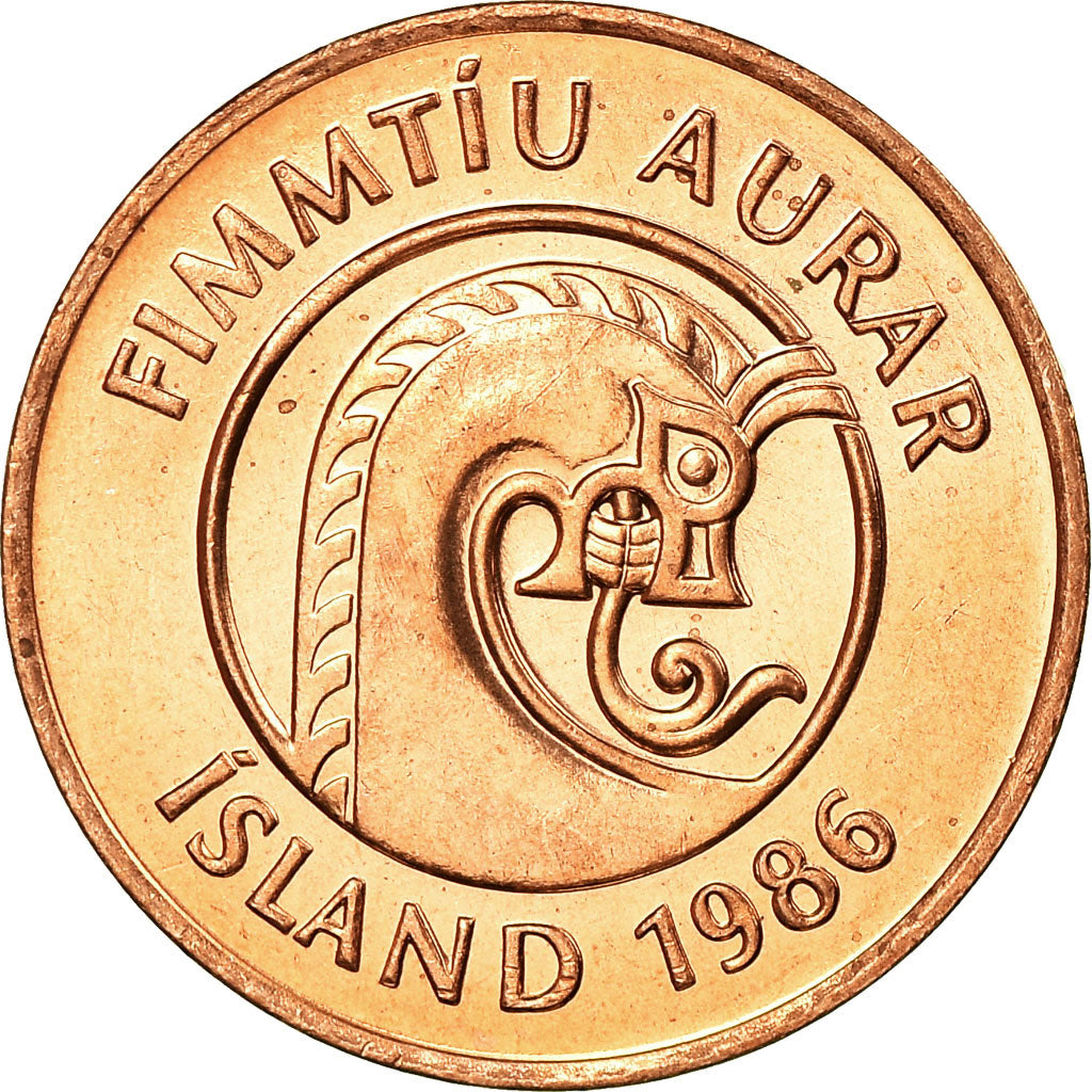 Münze, Iceland, 50 Aurar, 1986, UNZ, Bronze Coated Steel, KM:26a
