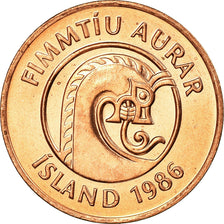 Münze, Iceland, 50 Aurar, 1986, UNZ, Bronze Coated Steel, KM:26a