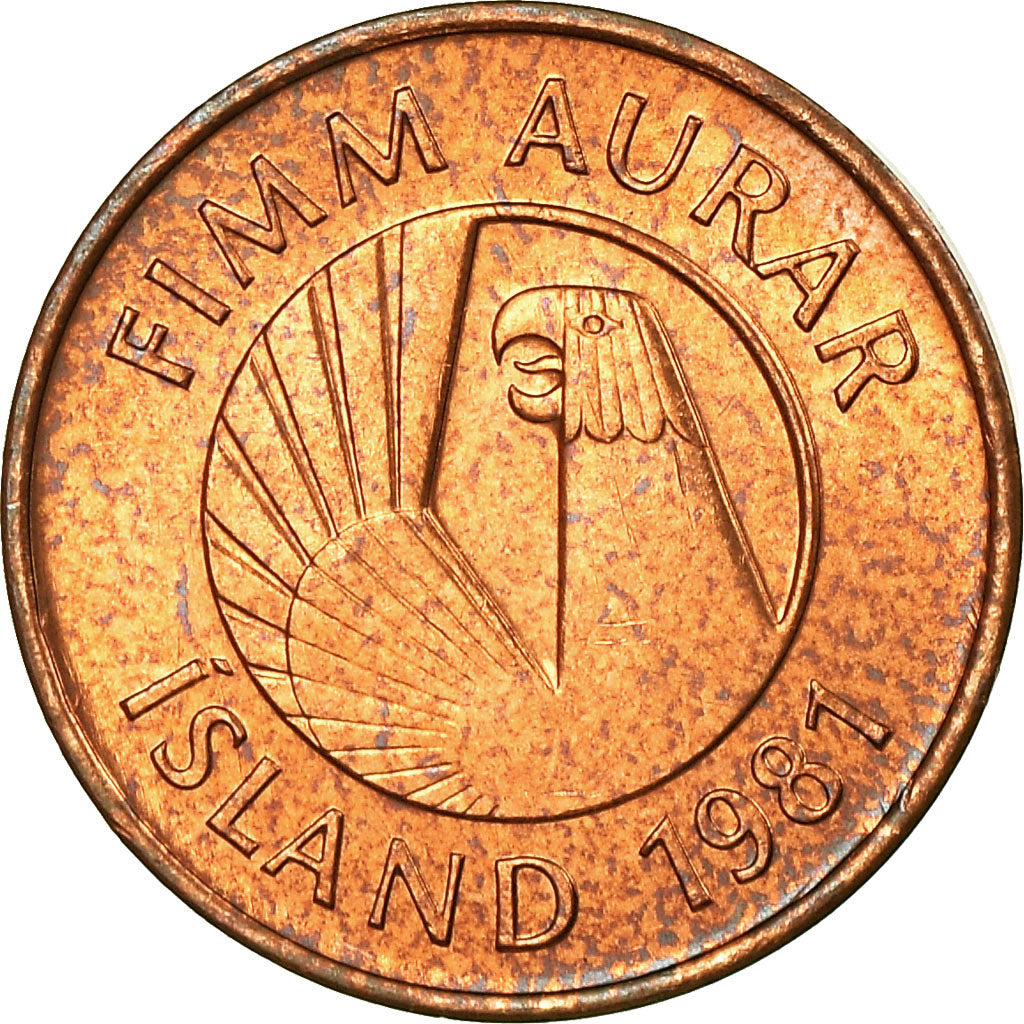 Moneta, Islanda, 5 Aurar, 1981, SPL, Bronzo, KM:24