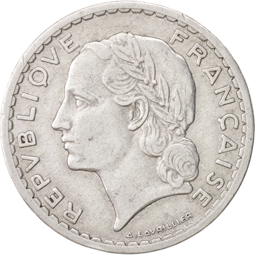 France, Lavrillier, 5 Francs, 1948, Beaumont - Le Roger, EF(40-45), Aluminum,...