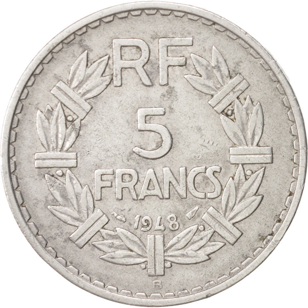 France, Lavrillier, 5 Francs, 1948, Beaumont - Le Roger, EF(40-45), Aluminum,...