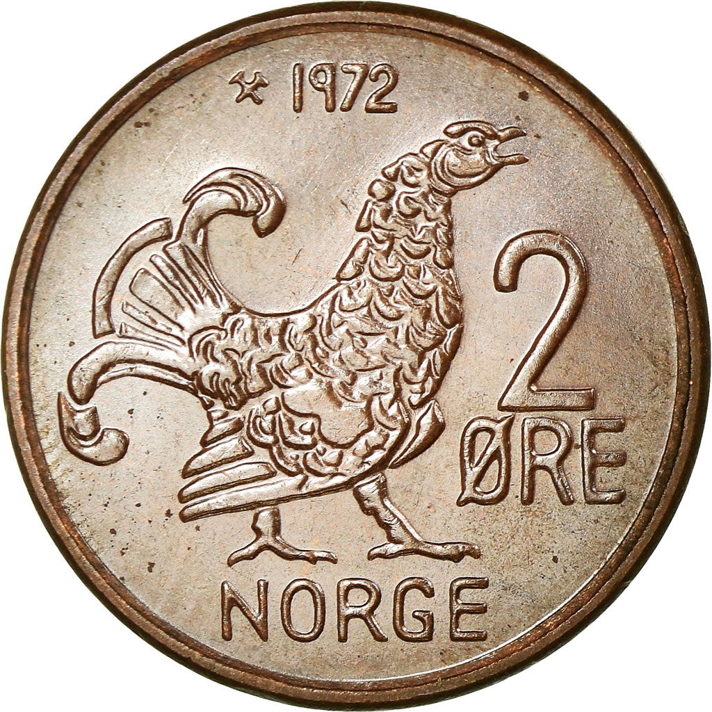 Coin, Norway, Olav V, 2 Öre, 1972, MS(63), Bronze, KM:410