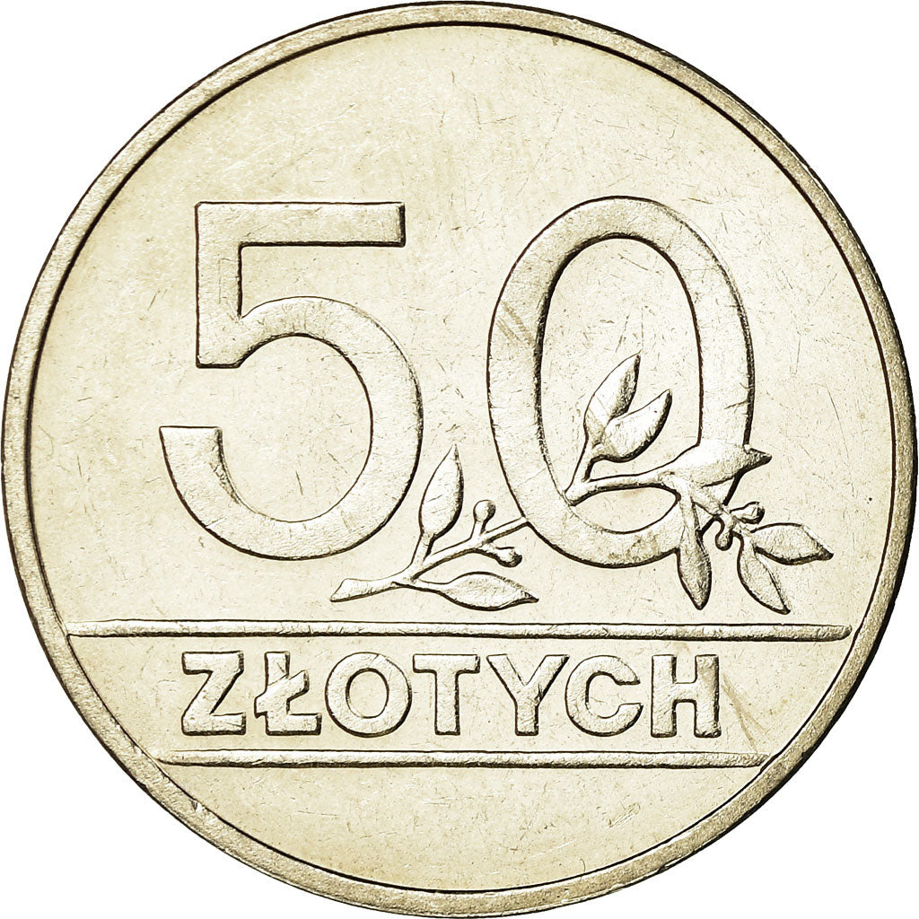 Münze, Polen, 50 Zlotych, 1990, Warsaw, SS+, Copper-nickel, KM:216
