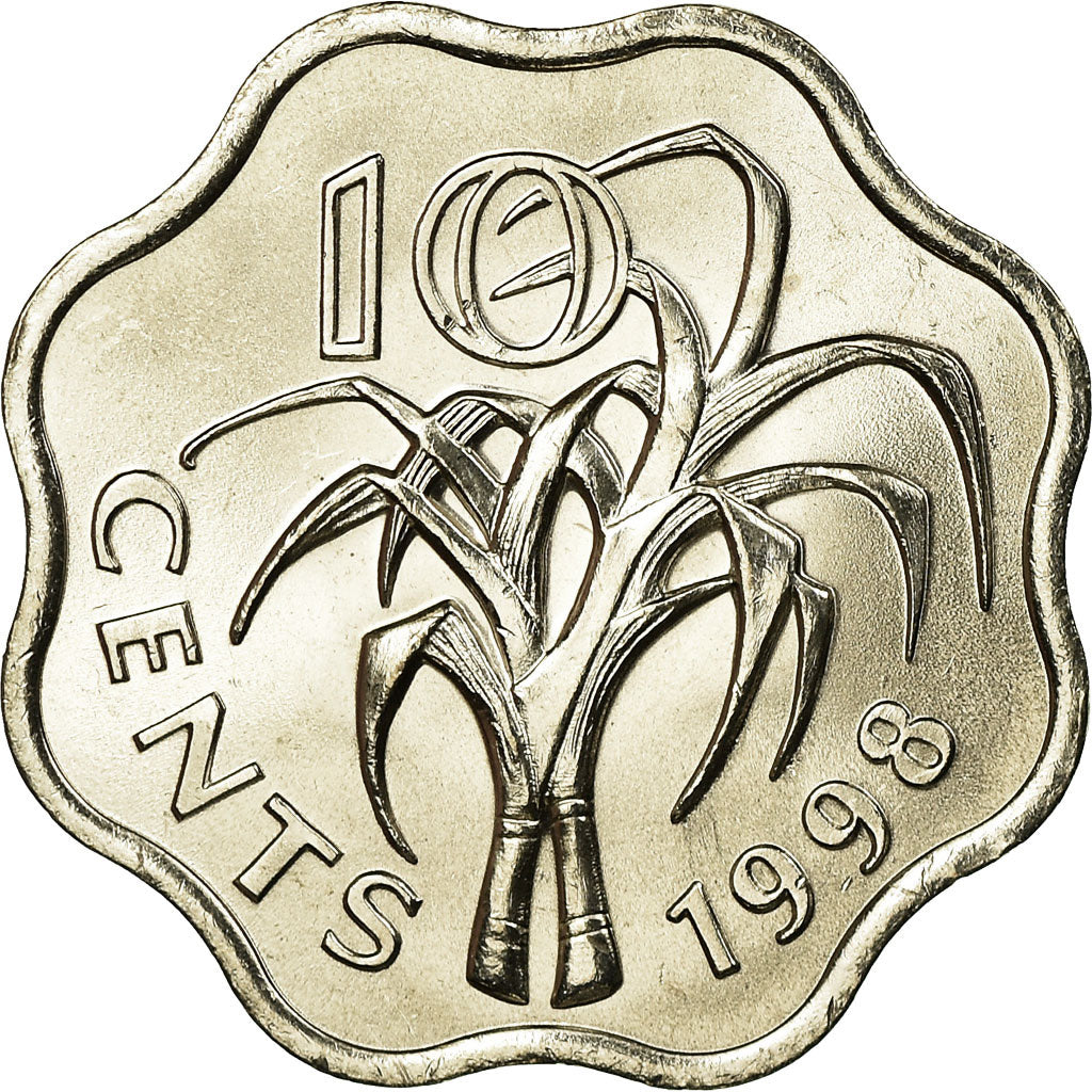 Moneta, Swaziland, King Msawati III, 10 Cents, 1998, SPL, Rame-nichel, KM:49
