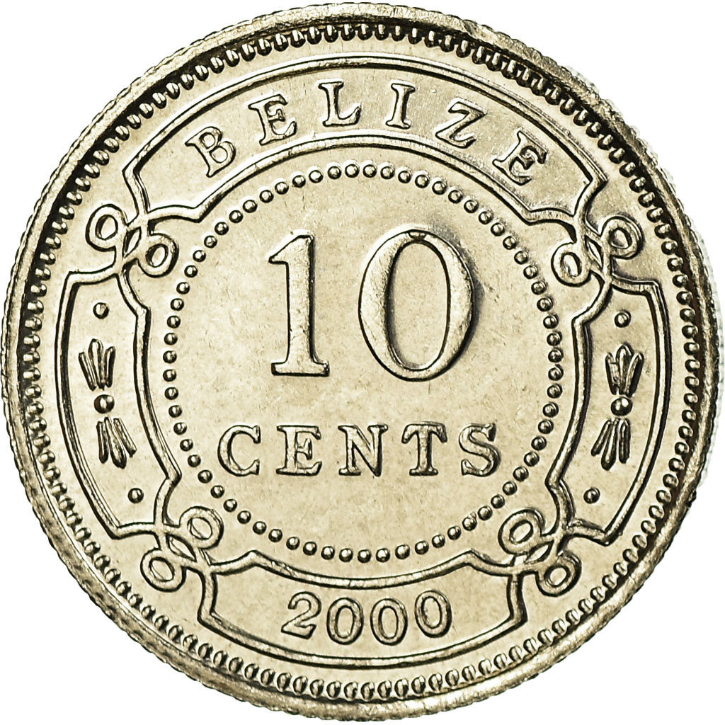 Moneda, Belice, 10 Cents, 2000, SC, Cobre - níquel, KM:35