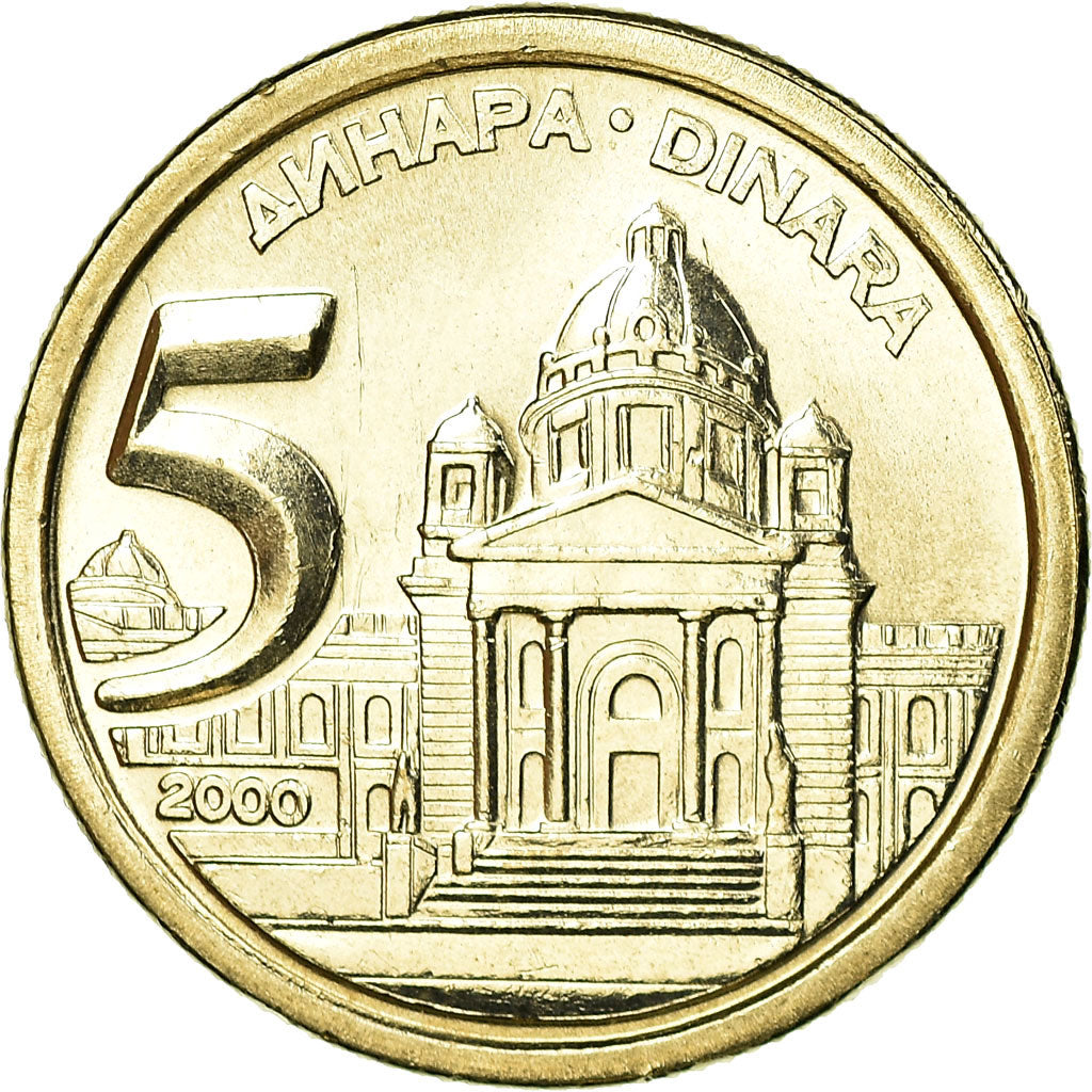 Monnaie, Yougoslavie, 5 Dinara, 2000, Belgrade, SPL, Copper-Nickel-Zinc, KM:182