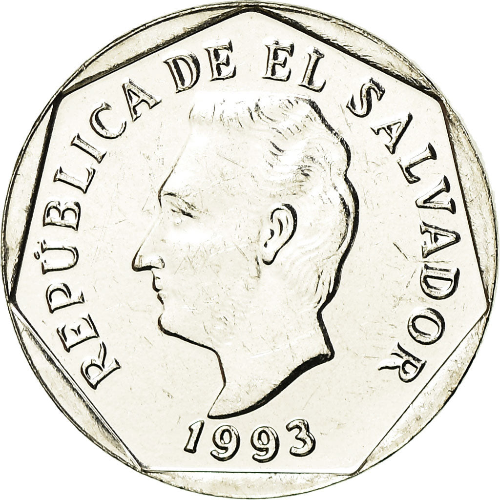 Moneta, El Salvador, 5 Centavos, 1993, SPL, Acciaio ricoperto in nichel, KM:154b