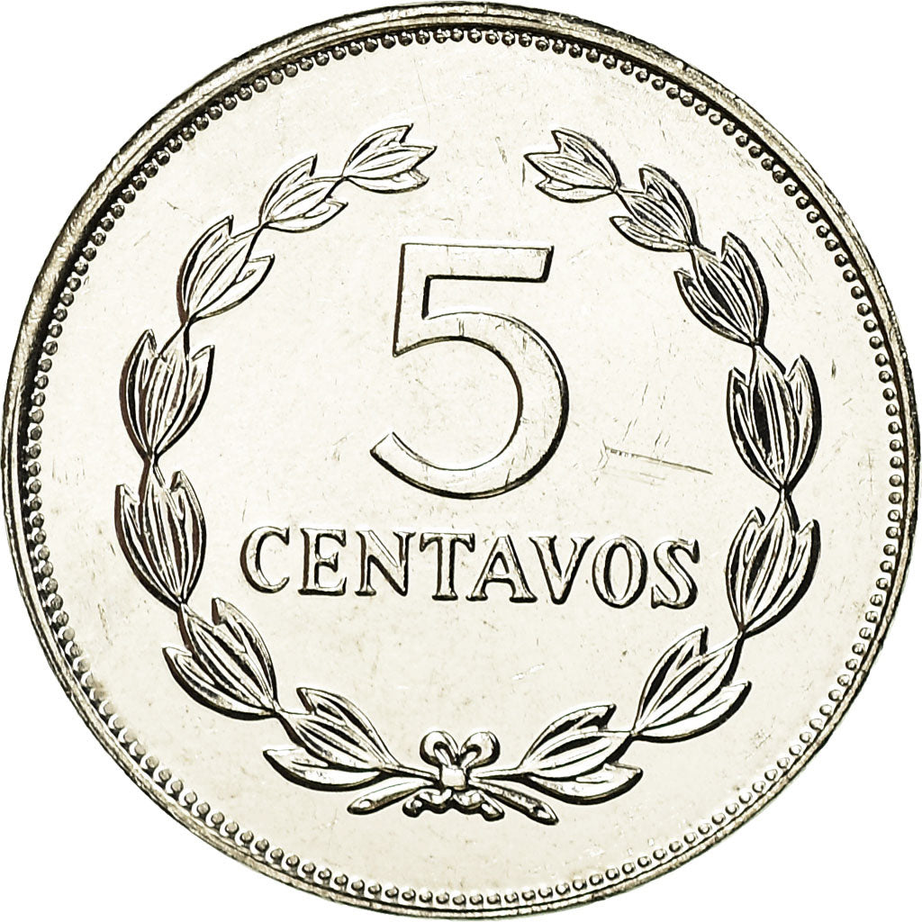 Moneta, El Salvador, 5 Centavos, 1993, SPL, Acciaio ricoperto in nichel, KM:154b