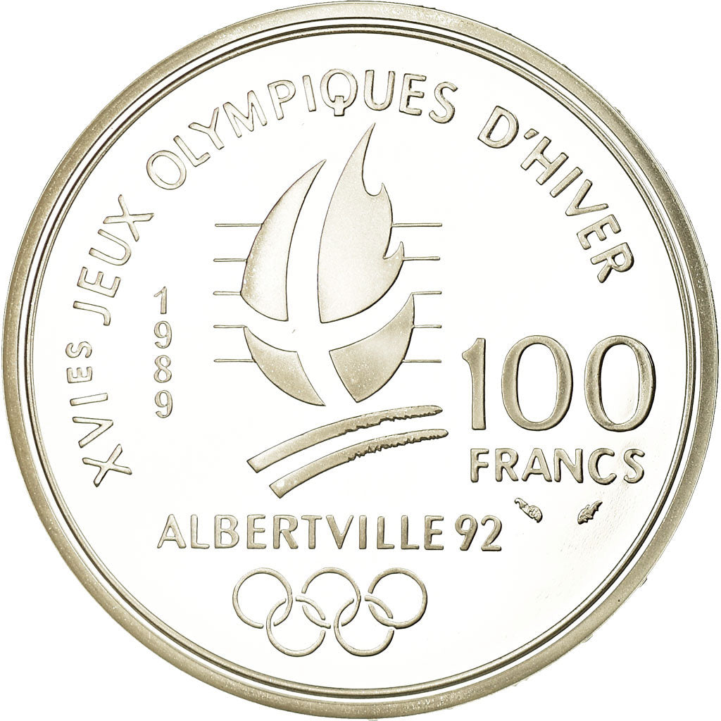 Coin, France, albertville 92, 100 Francs, 1989, Proof, MS(65-70), Silver