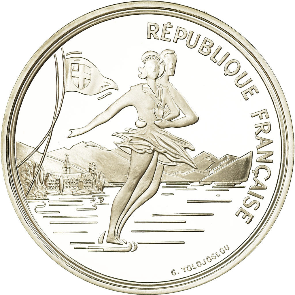 Moeda, França, albertville 92, 100 Francs, 1989, Proof, MS(65-70), Prata