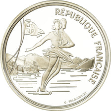 Moeda, França, albertville 92, 100 Francs, 1989, Proof, MS(65-70), Prata
