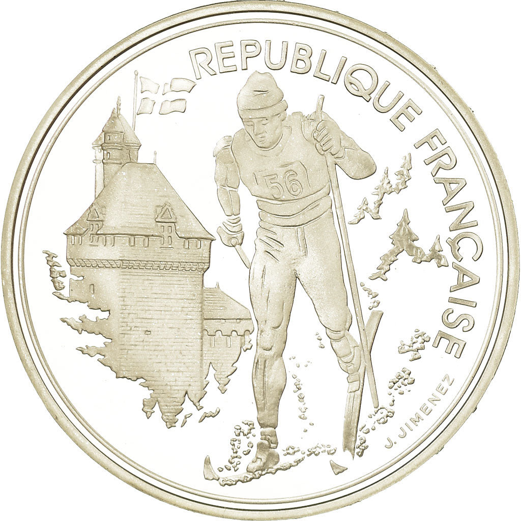 Munten, Frankrijk, albertville 92, 100 Francs, 1991, Proof, FDC, Zilver, KM:994