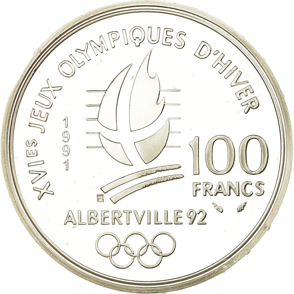 Monnaie, France, albertville 92, 100 Francs, 1991, Proof, FDC, Argent