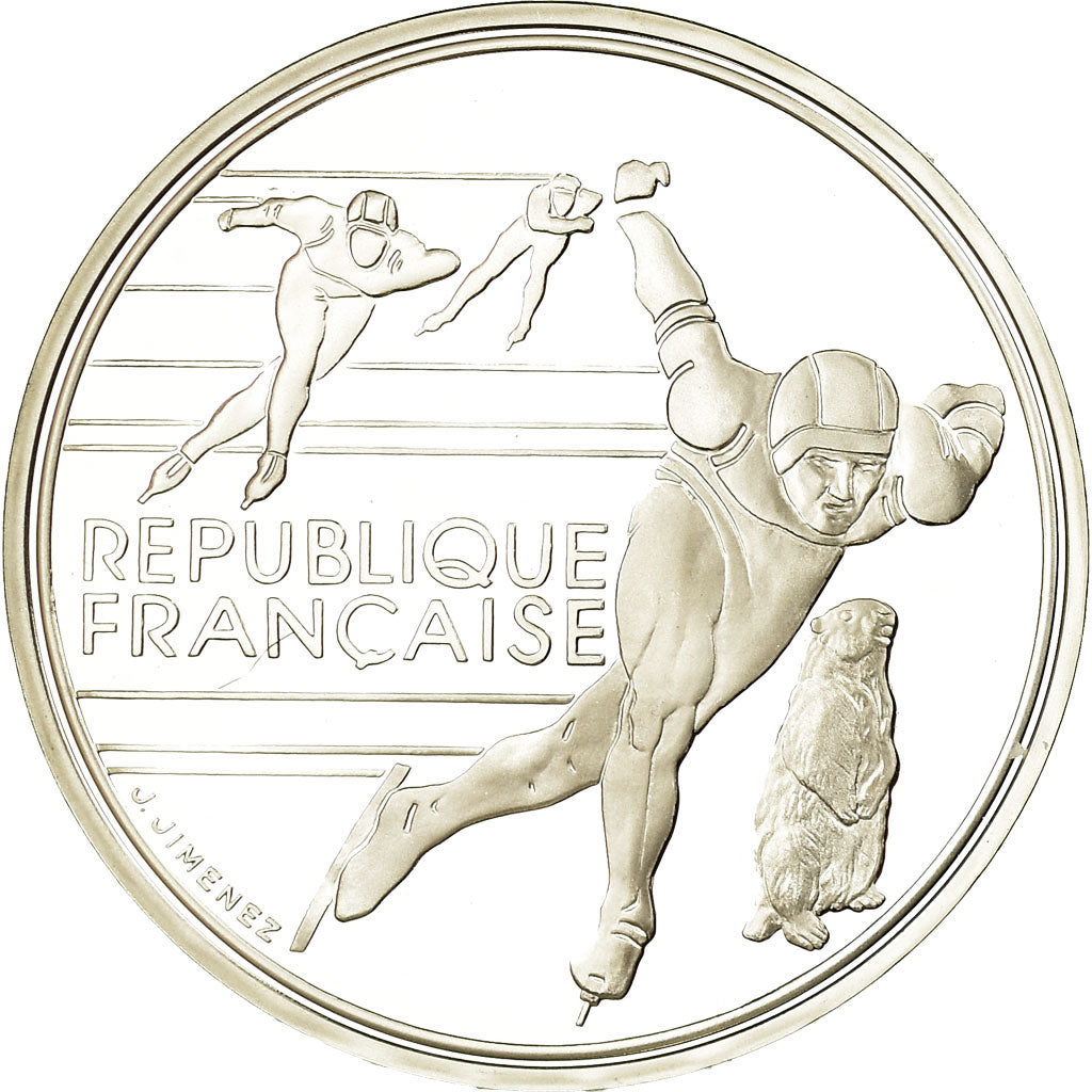 Coin, France, albertville 92, 100 Francs, 1990, Proof, MS(65-70), Silver