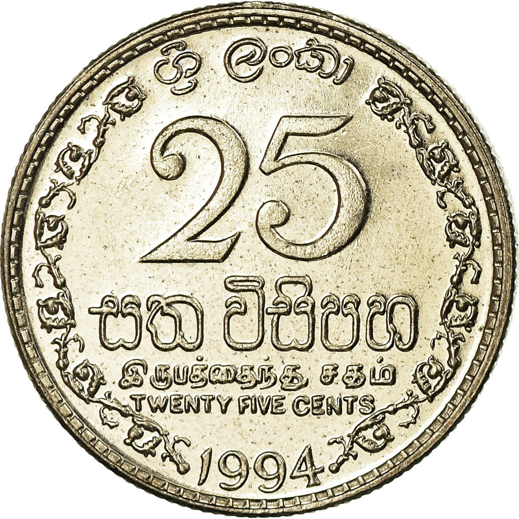 Münze, Sri Lanka, 25 Cents, 1994, VZ, Copper-nickel, KM:141.2