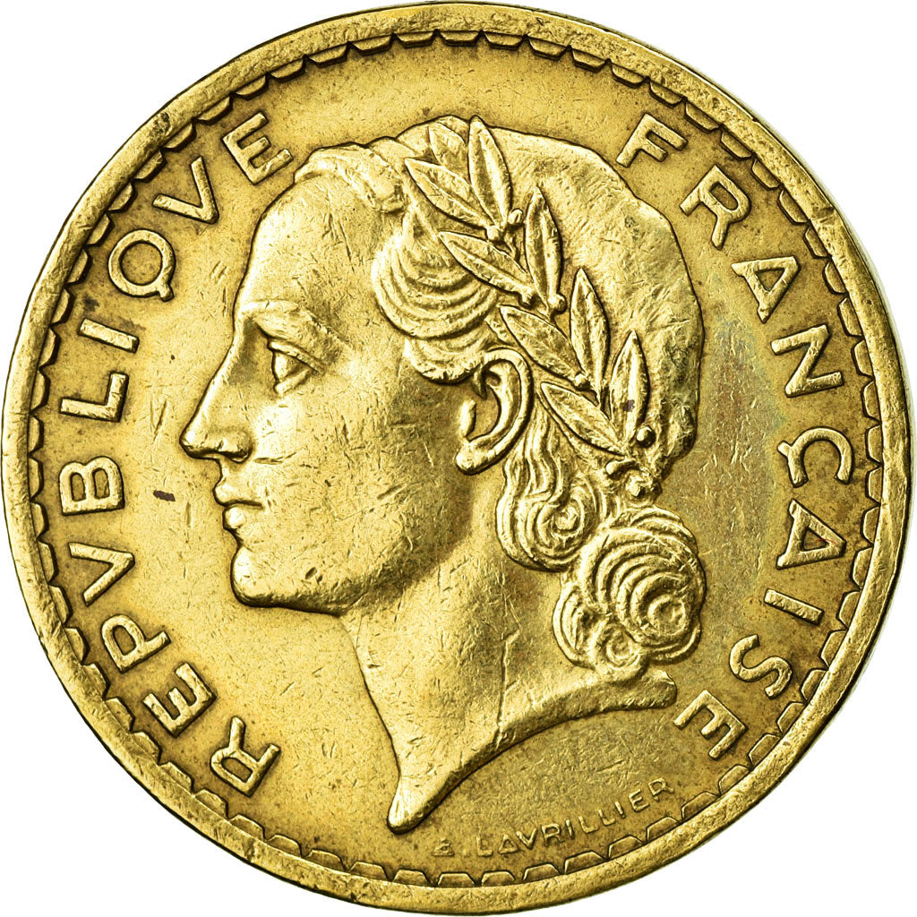 Moneda, Francia, Lavrillier, 5 Francs, 1940, Paris, MBC+, Aluminio - bronce