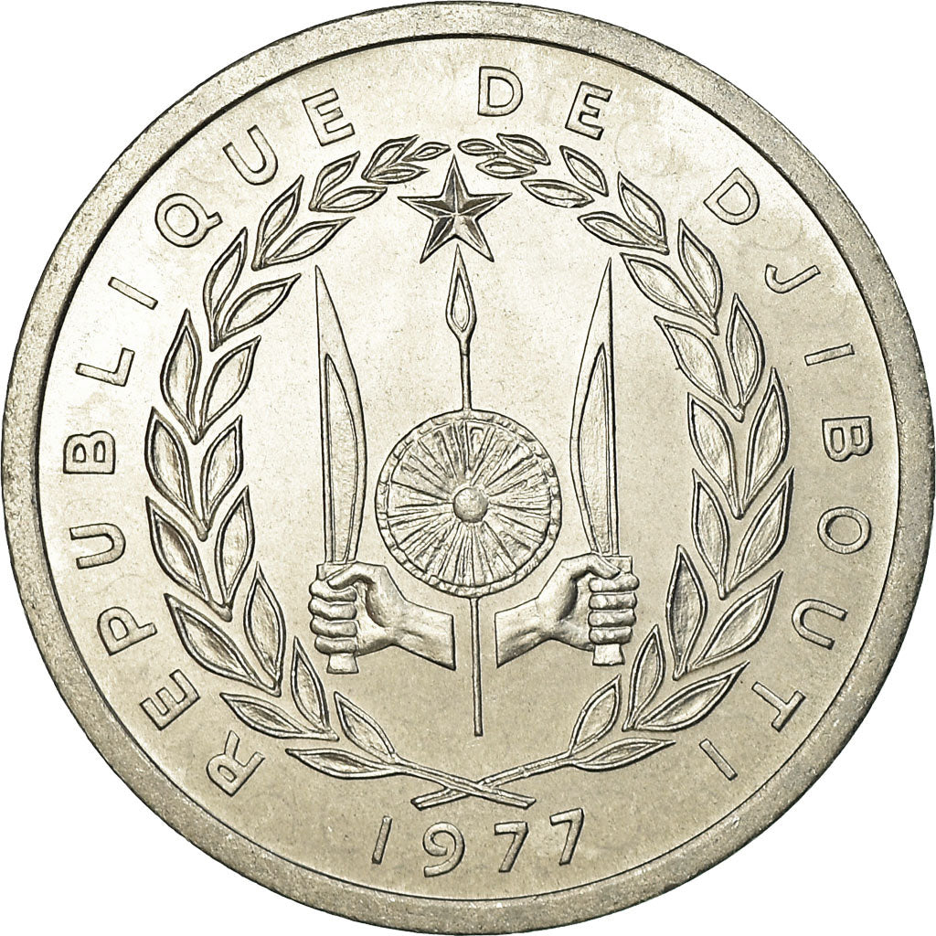 Moneta, Gibuti, 2 Francs, 1977, Paris, SPL, Alluminio, KM:21