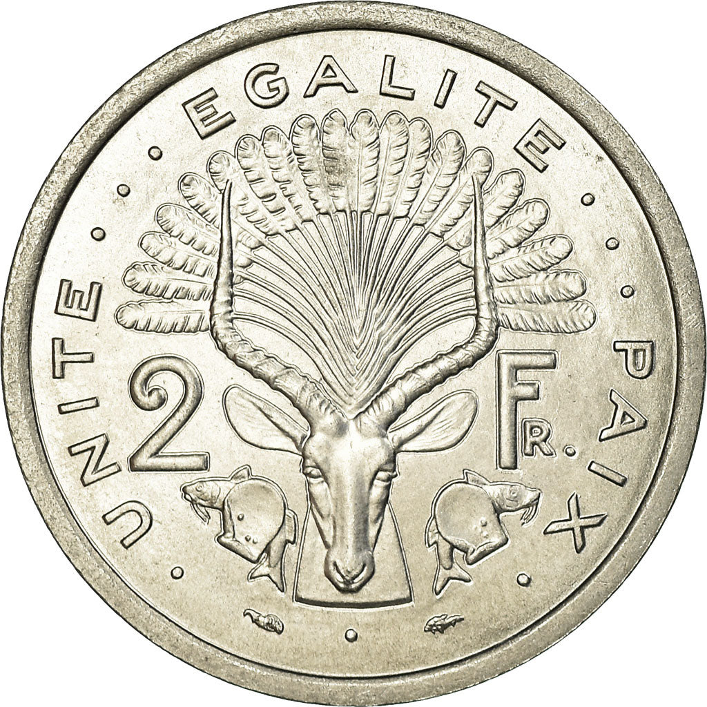 Moneta, Gibuti, 2 Francs, 1977, Paris, SPL, Alluminio, KM:21