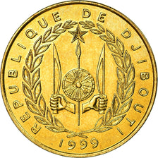 Coin, Djibouti, 20 Francs, 1999, Paris, AU(55-58), Aluminum-Bronze, KM:24