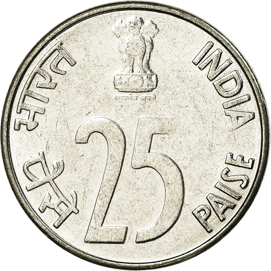 Münze, INDIA-REPUBLIC, 25 Paise, 2000, SS+, Stainless Steel, KM:54