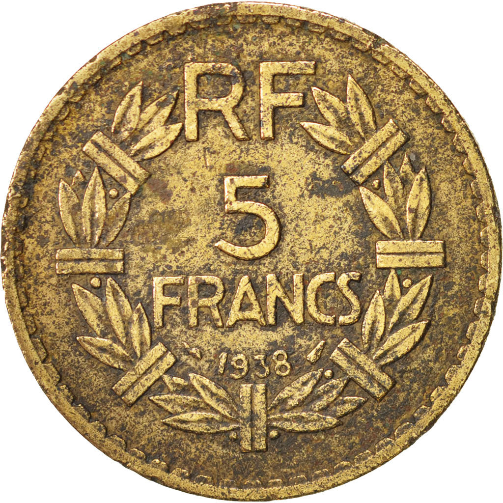 Monnaie, France, Lavrillier, 5 Francs, 1938, Paris, TB+, Aluminum-Bronze