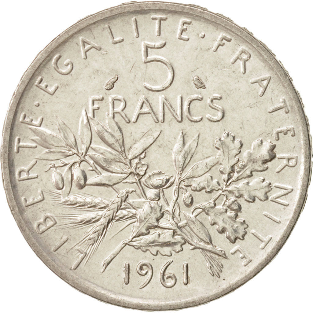 France, Semeuse, 5 Francs, 1961, Paris, AU(55-58), Silver, KM:926, Gadoury:770