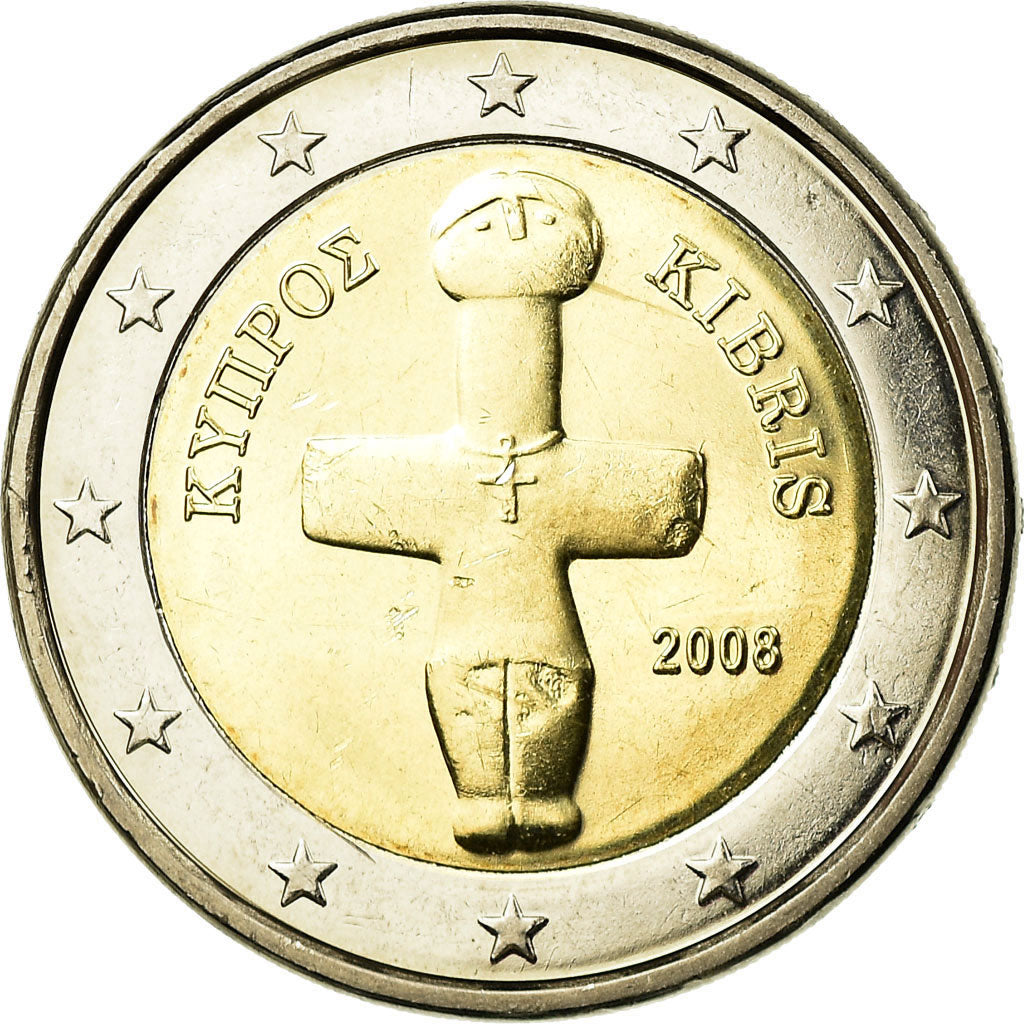 Cipro, 2 Euro, 2008, SPL-, Bi-metallico, KM:85