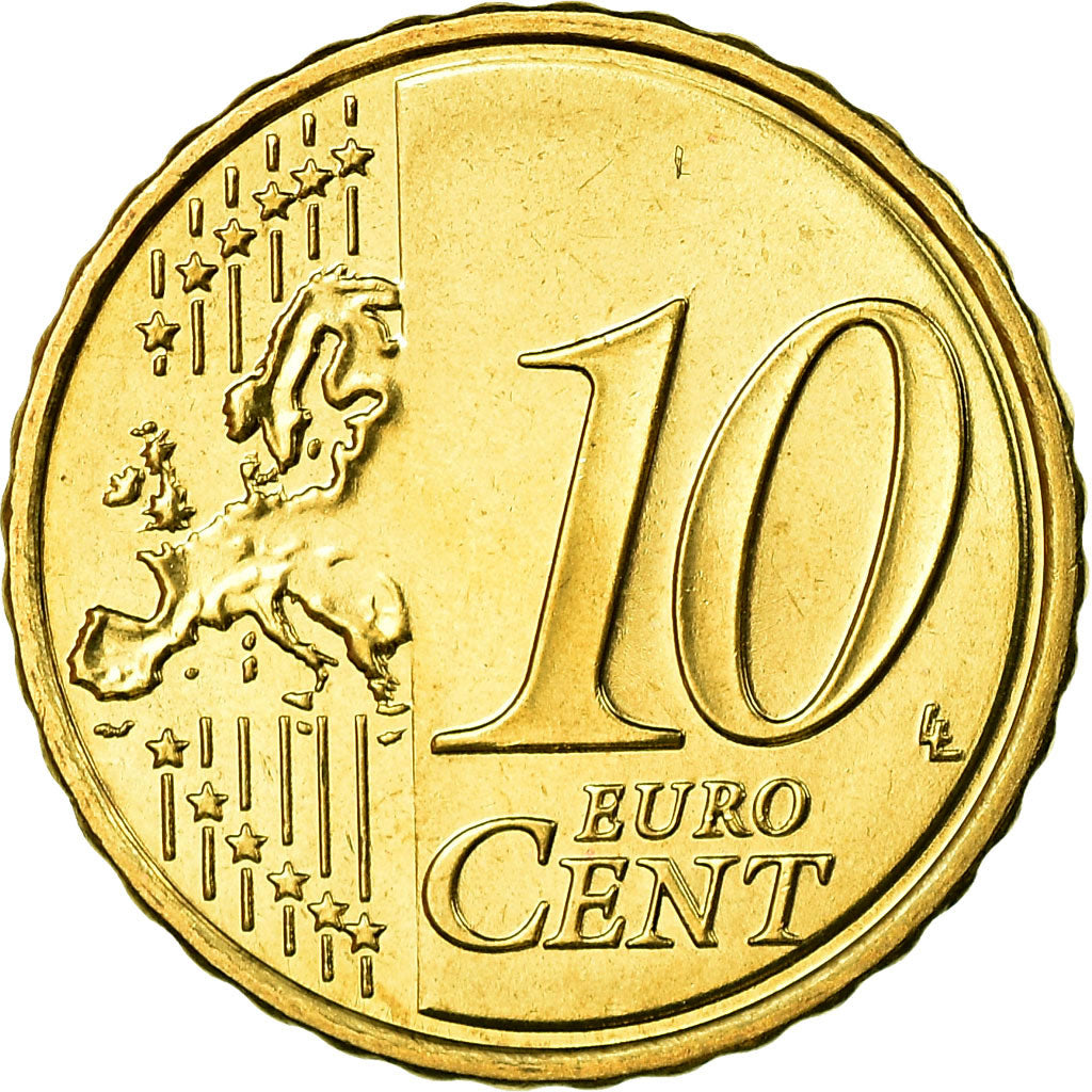 Coin, Cyprus, 10 Euro Cent, 2008, MS(63), Brass, KM:81