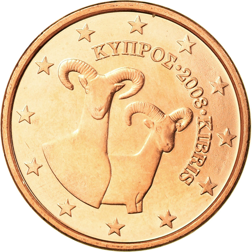 Moeda, Chipre, 5 Euro Cent, 2008, MS(63), Aço Cromado a Cobre, KM:80
