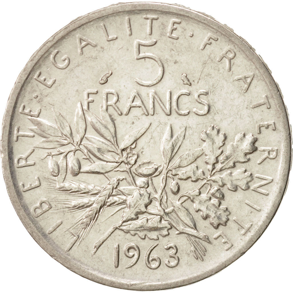 France, Semeuse, 5 Francs, 1963, Paris, AU(55-58), Silver, KM:926, Gadoury:770