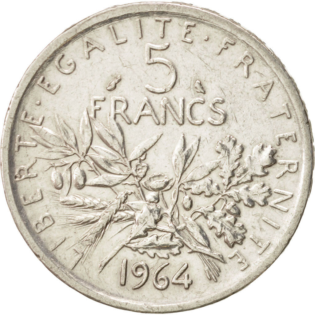 France, Semeuse, 5 Francs, 1964, Paris, AU(55-58), Silver, KM:926, Gadoury:770