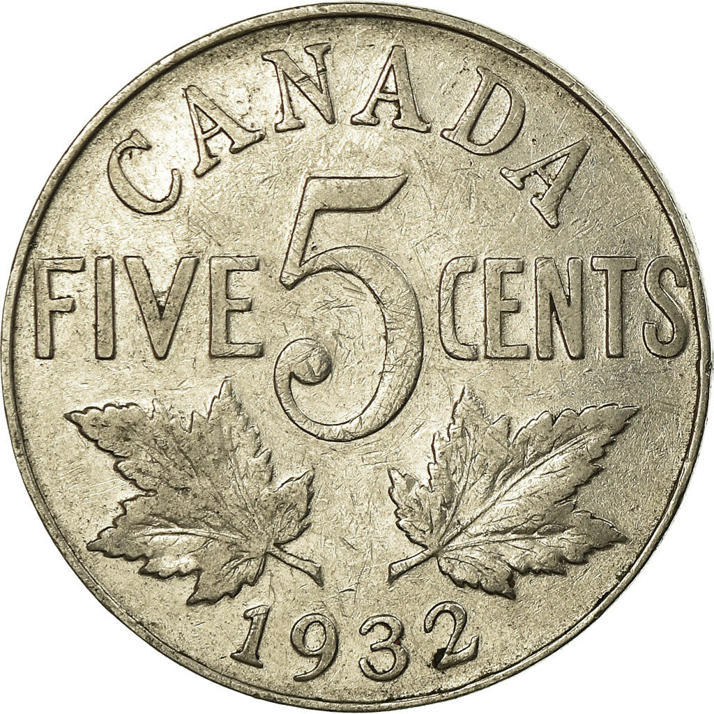 Moneta, Canada, George V, 5 Cents, 1932, Royal Canadian Mint, Ottawa, BB